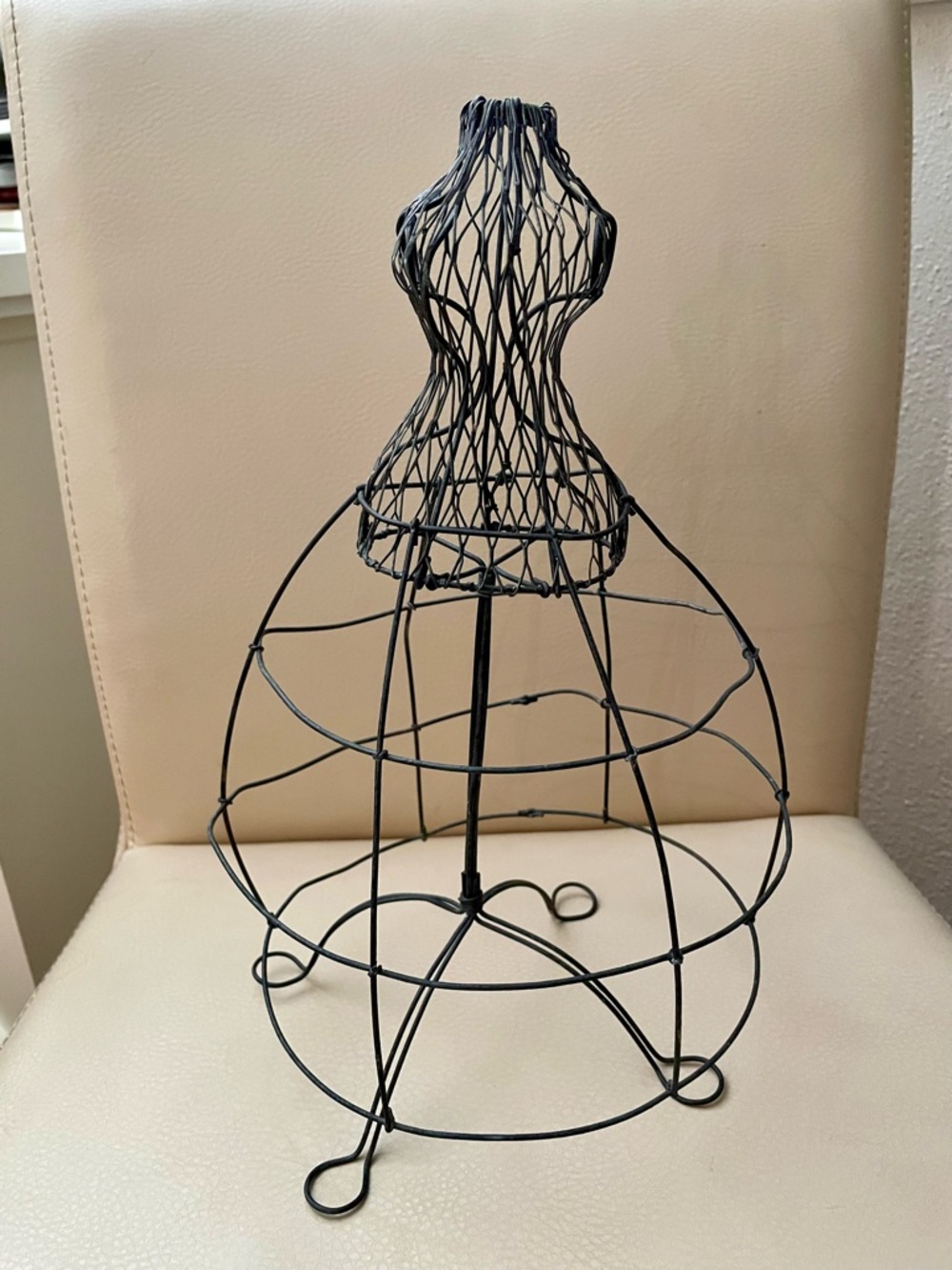 Black Wire Vintage Dress Form Sculpture - Home Art Accent